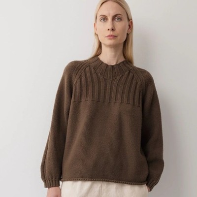 WOL HIDE Rib Neck Pullover Bark Merino Wool Size M/L $475