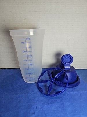 Tupperware Quick Shake 16 oz. w/ Flip-Top Cap & Insert Dark Blue Vintage Drink 