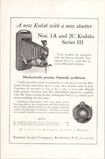 Eastman Kodak Print Ad 1920s Nos. 1A & 2C Series III Cameras Vintage