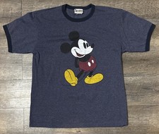Vintage Walt Disney World Size M Mickey Mouse Ringer T-Shirt Blue Short Sleeve