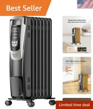 Adjustable Temperature Oil Radiator Heater with Programmable Thermostat - Silver