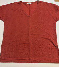 TRES BIEN * Women V-Neck Shirt * Rust Color * Short Slv * Sz L (46