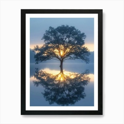 Sunrise Tree Art Print Framed Wall Art Poster Canvas Print Picture