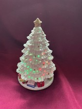 Árbol de Navidad de porcelana blanca musical de fibra óptica de colección Avon funciona LEER