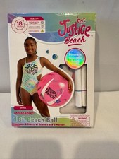 Justice Beach Pink Inflatable 18" Beach Ball DIY Decorate Stickers Marker Crafts