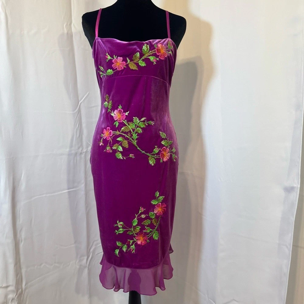 hot pink mini party dress Johnathan Kayne 2775 Hot Pink Cocktail Dress Size 12 Sequin v Neck Open Back main image 0