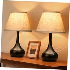 Touch Table Lamp for Bedroom Set of 2, 3-Way Dimmable Bedside Lamp for Black