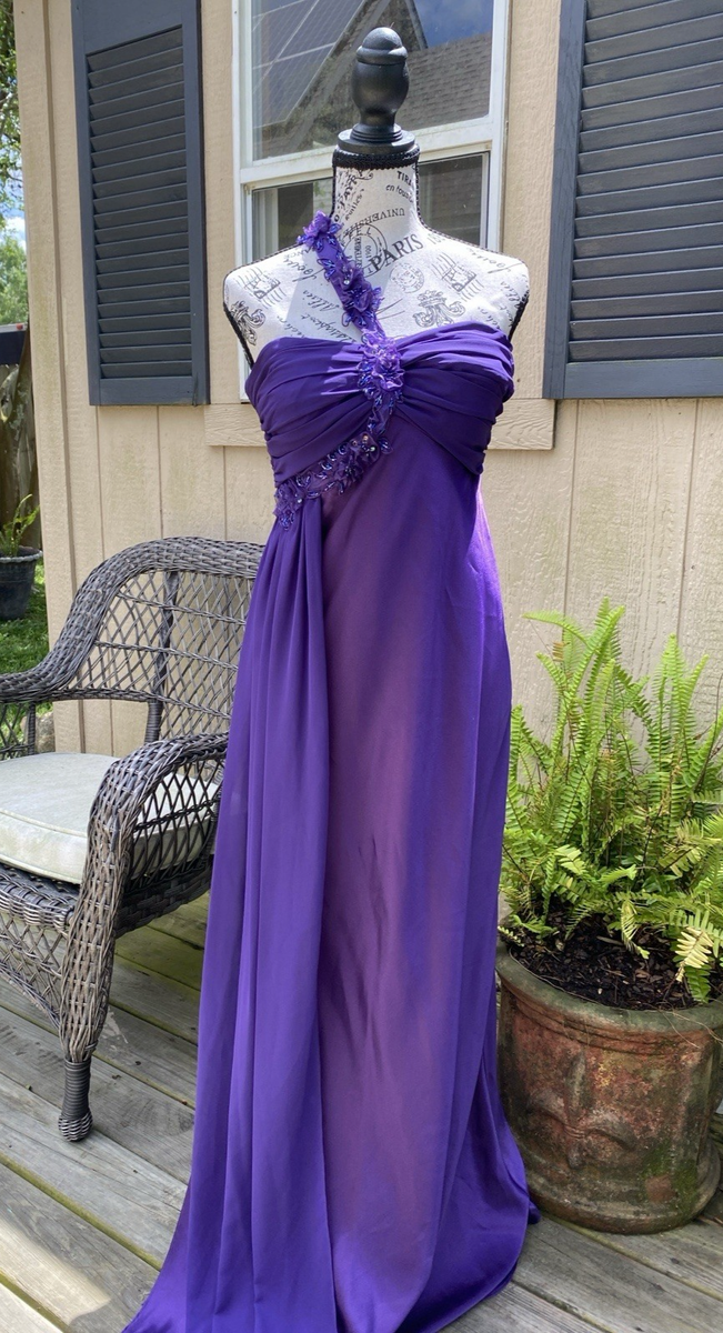 Dress Barn Purple One Shoulder Evening Gown Long Formal Size 8 Prom