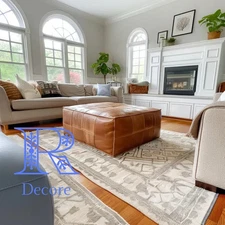 Footstool Ottoman Best New 30'' Brown Unstuffed Goat Leather Moroccan Handmade