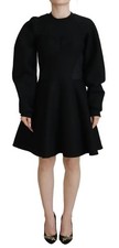 Dolce & Gabbana Cotton Black Long Sleeves A-line Mini Women's Dress