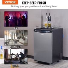 VEVOR Beer Kegerator, Dual Tap Draft Beer Dispenser, Black