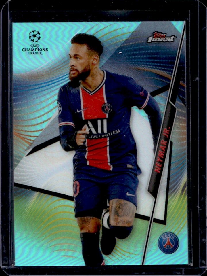 2020 Topps Finest UEFA Neymar Jr. Aqua Refractor #/75 PSG view 1