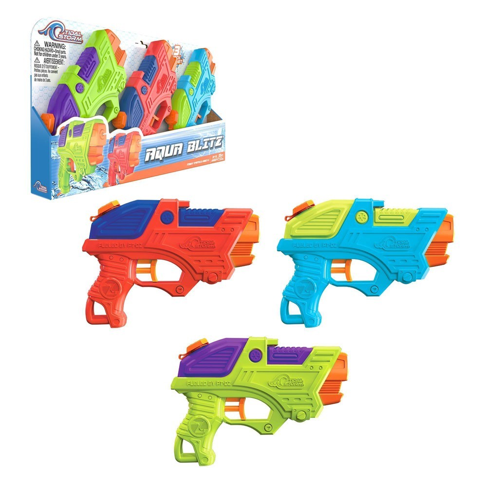 Tidal Storm Aqua Blitz Toy Blasters 3pk ABS Material Water