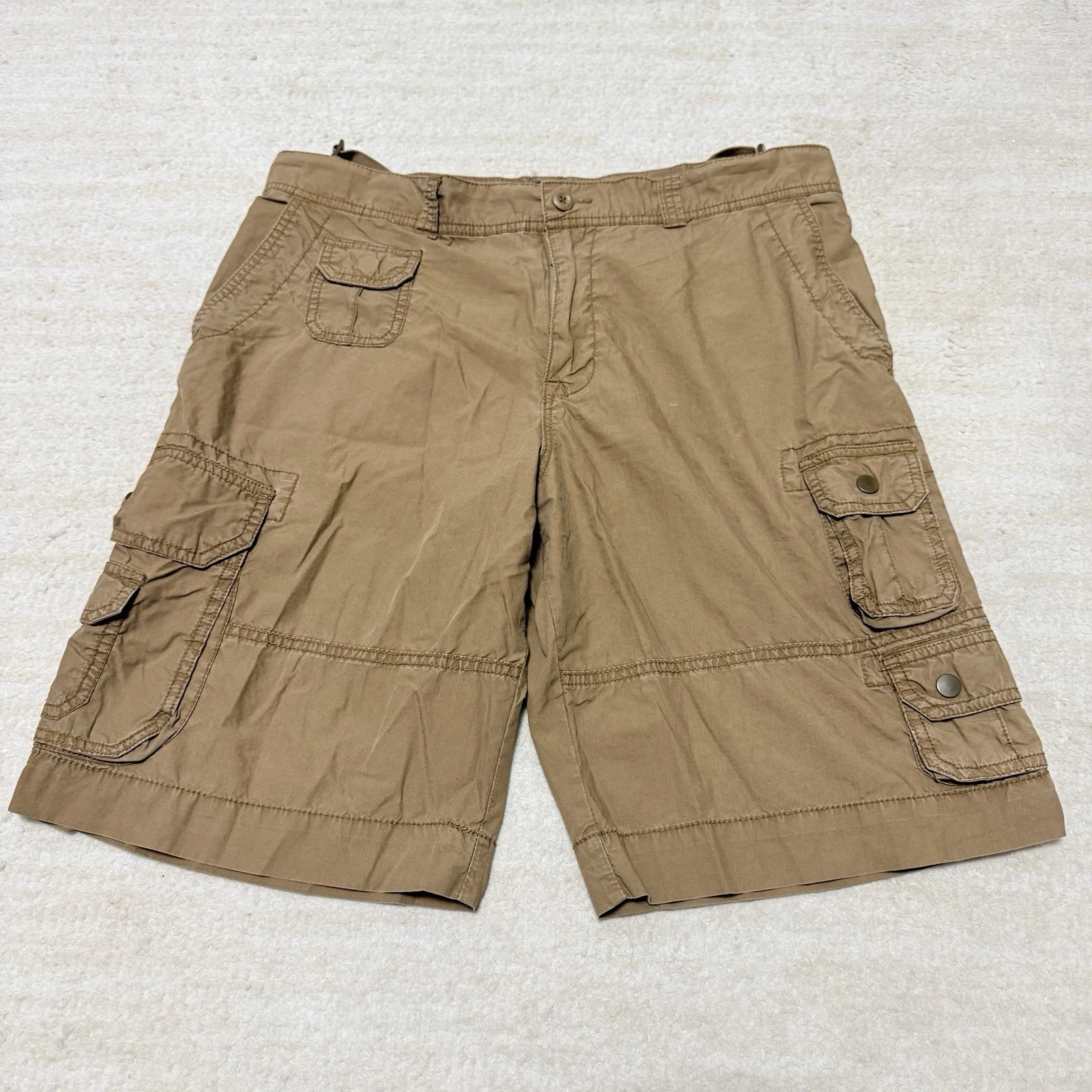Vintage Y2K Old Navy Loose Cargo Shorts Men's 36 Brown 11" Utility Gorpcore