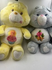 Vintage Care Bears Birthday Bear Plush Yellow  Gray 1983 Greetings