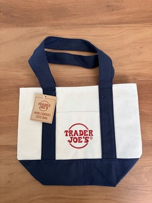 Trader Joe's Canvas Mini Tote Bag Set, Multicolor, Reusable, Foldable, Pack of 4