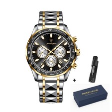 Luxury Men's Sports Quartz Watch Waterproof Luminous Chronograph Stainless Steel