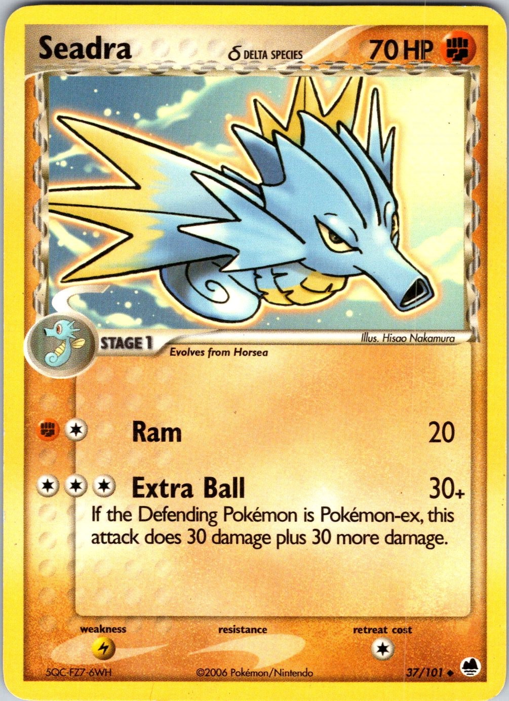 Seadra - 037/101 (Delta Species) 37/101 Dragon Frontiers Pokemon TCG LP Normal
