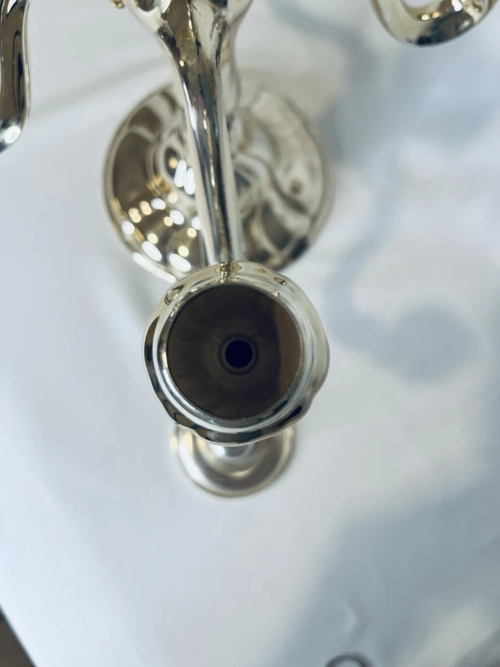 Candelabro Chapado en Plata EP Latón Alemania Estampado 5 Brazos Art Deco Barroco Antiguo Foto 3 de 4