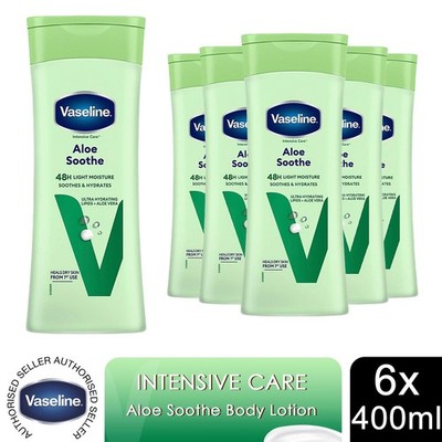Vaseline Intensive Care Aloe Soothe 48H Light Moisture 400ml für trockene Haut, 6 Stück