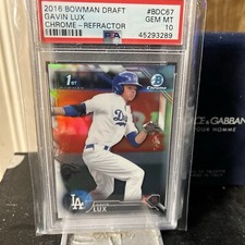 gavin lux 2016 psa 10 gem, rookie card chrome -refractor # BDC-67⚾️