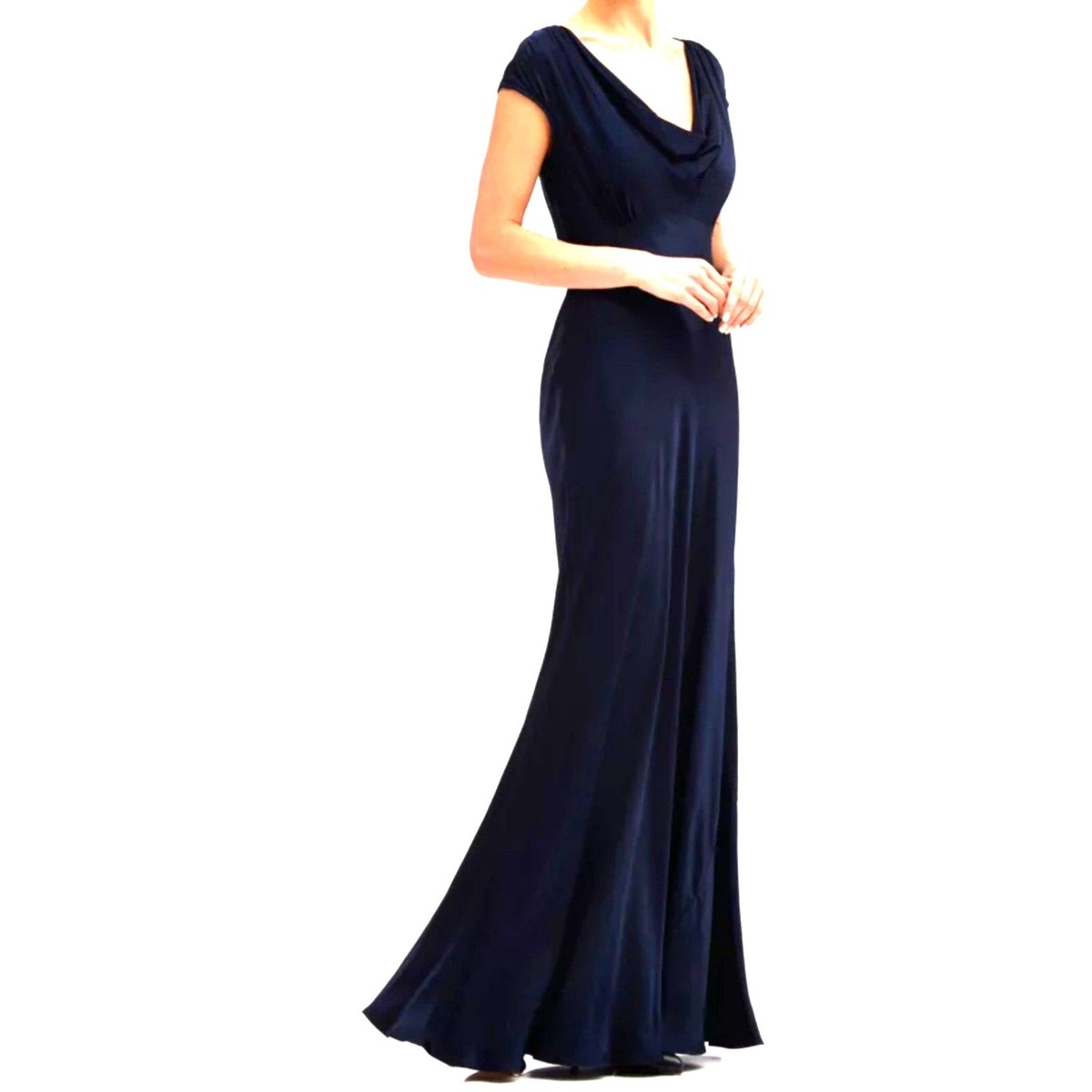 Ghost London Navy Blue Hollywood Iris Satin Bridesmaids Long Formal Dress - Main Image