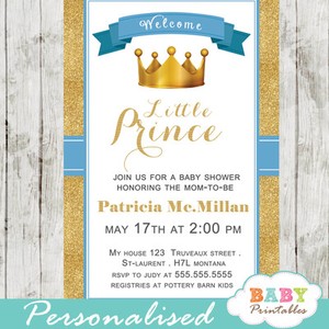 Blue And Gold Little Prince Baby Shower Invitations Printable Image Is Loading Blue And Gold Little Prince Baby Shower Invitations