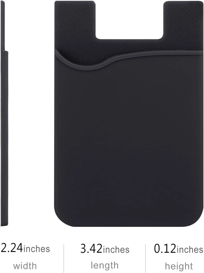 5x Silicone Credit Card Holder Cell Phone Wallet Pocket Sticker Adhesive Black - Image 2 of 4