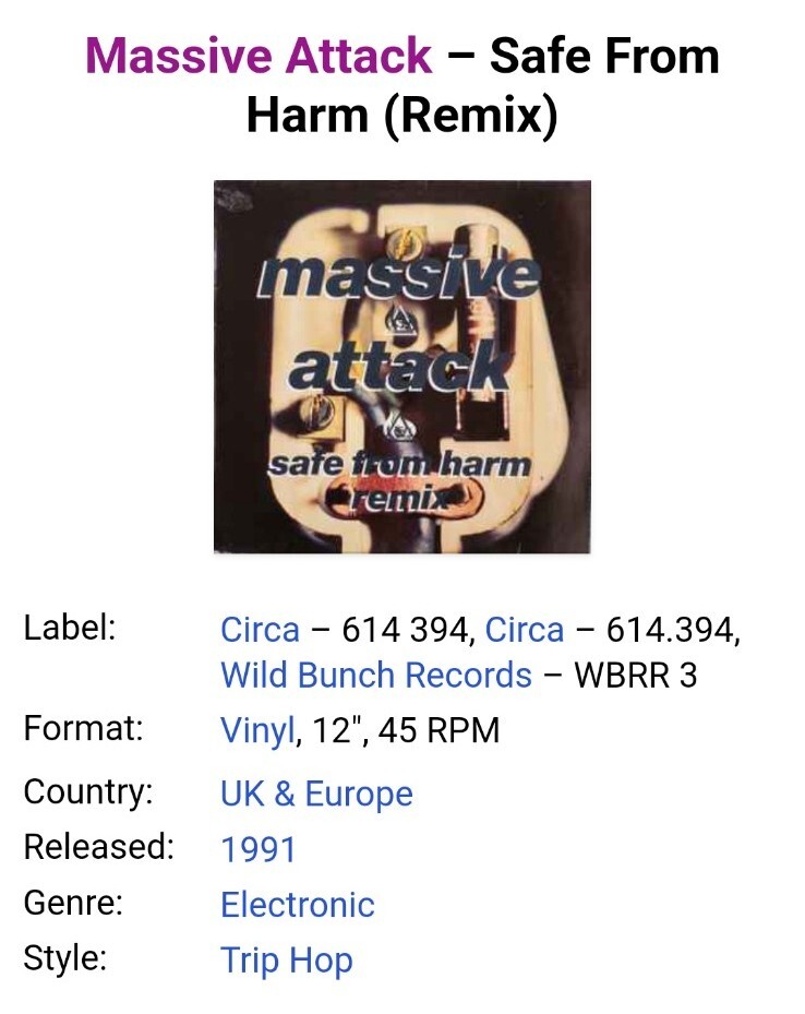 Massive Attack Safe From Harm Remix 12 Massive Attack Safe From Harm Remix 12