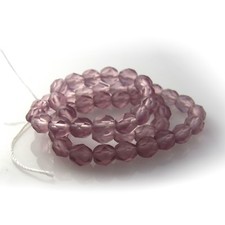 Light Amethyst Purple Matte- 50 6mm Faceted Round Czech Glass Fire Polish Beads