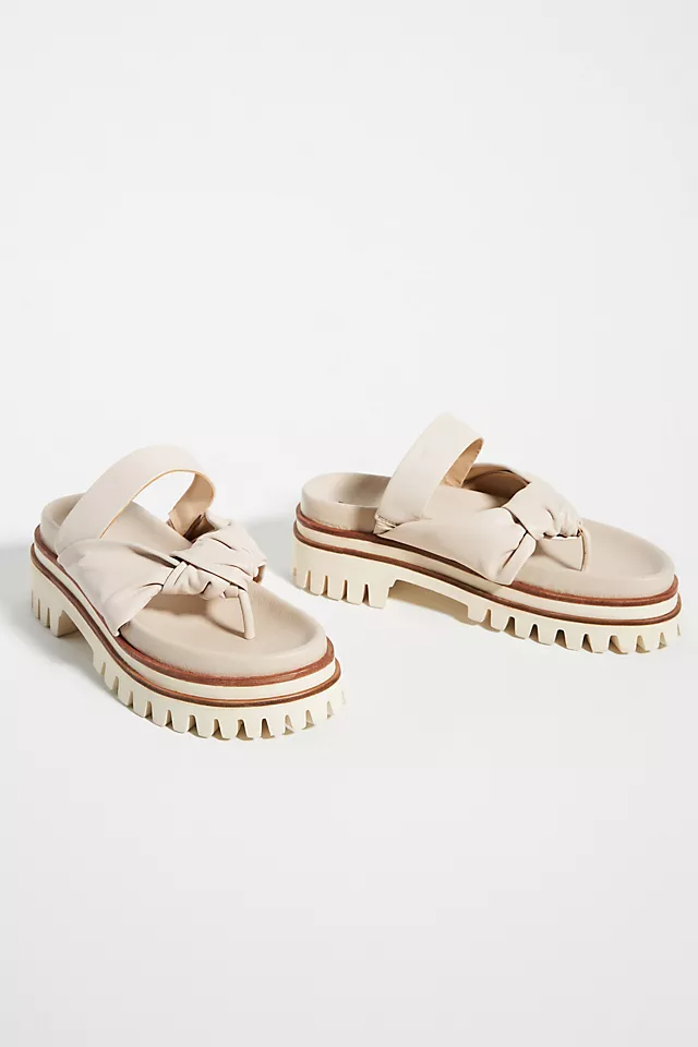 Elvio Zanon NEUTRAL Women's Knotted-Strap Slide Sandal US 8.5/EU39