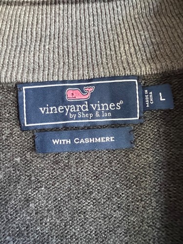 Vineyard Vines Sweater Mens Large Gray Cotton Cashmere Blend Preppy 1/2 Zip - Picture 7 of 11