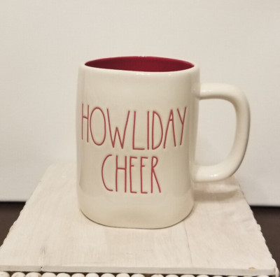 Rae Dunn Christmas Mug ''Howliday Cheer'' Winter Pet Santa Dog