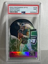 2022 Contenders Optic Football Jalen Hurts X’s and O’s Pink /75 PSA 9