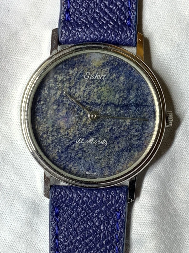 Reloj ESKA St. Moritz Raro Esfera Azul Lapislázuli Foto 3 de 4