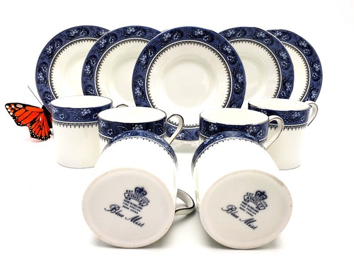Aynsley Englisch Blau Nebel Doppel Normal Demitasse Knochen China Espresso Box Set - Bild 13 von 24