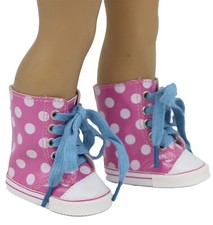 Pink Polka Dot High Tops Shoes Sneakers Boots fit 18" American Girl Size Doll