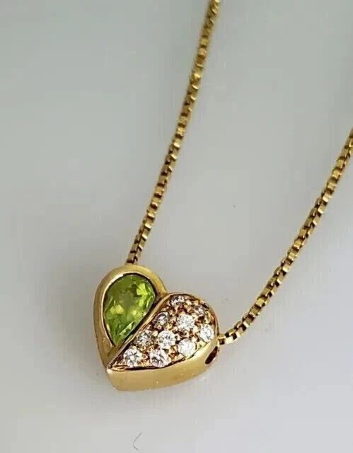 Heart Shape 1.26Ct Pear Cut Lab -Created Peridot Pendant 925 Sterling Silver  - Image 3 of 4