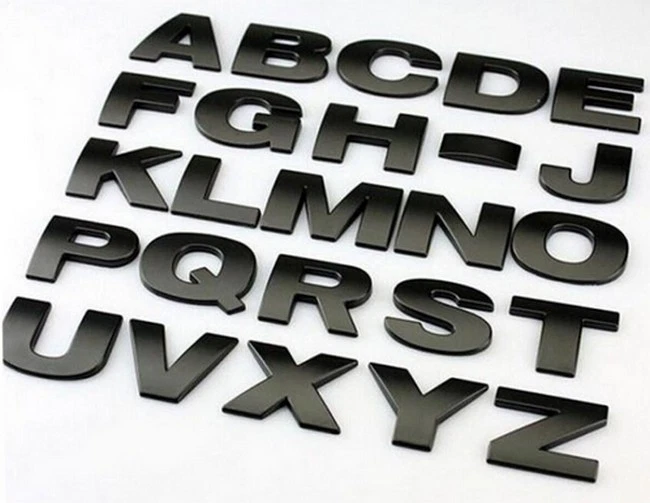 -&NBSP;- FAIT MAIN - - LETTRE chiffre 3D METAL HAUTE QUALITE sticker adhésif auto NOIRE voiture