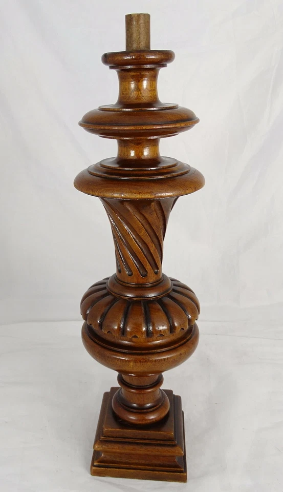 15"French Antique One Carved Wood Trim Posts Pillars Columns Walnut Renaissance - Image 4 of 4