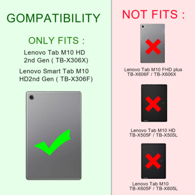 Custodia Per Tablet Lenovo Tab M10 HD  2a Generazione  10.1 2020 Tb 306xf Con Protezione Per Lo Schermo Integrata A 360 Gradi
