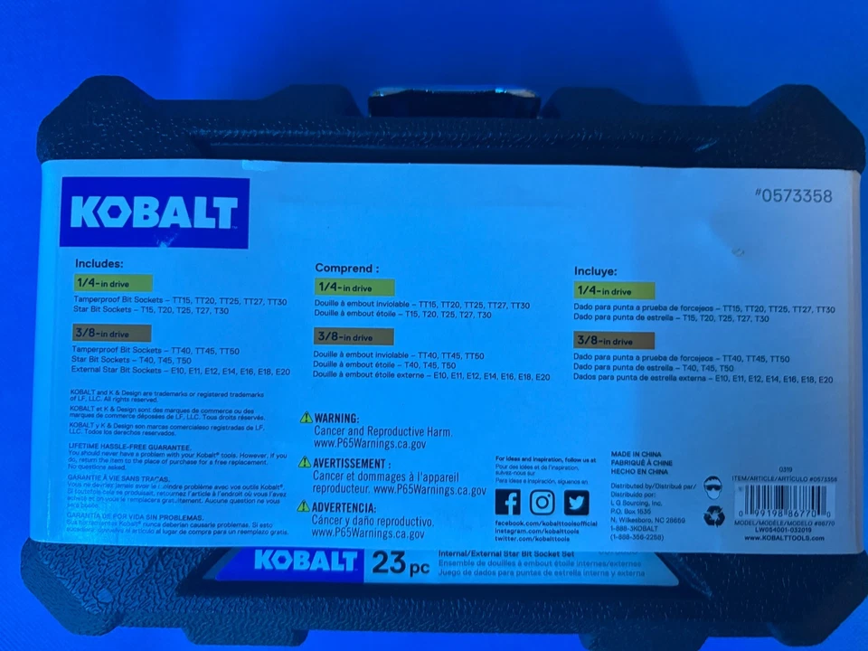 Kobalt Internal External Star Bit Socket Set 1/4 in drive 3/8 in drive 23PC - Image 2 of 2