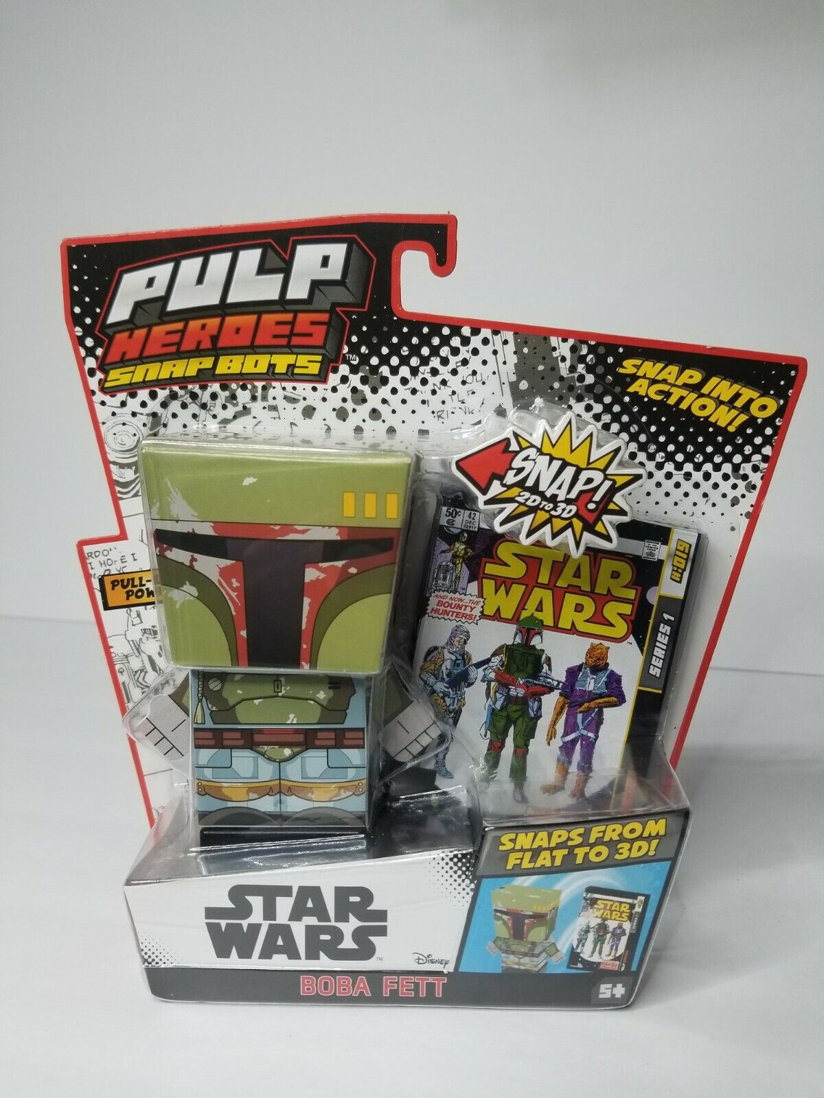 Star Wars Boba Fett SnapBot Pulp Heroes Pull Back Snaps from Flat 2D to 3D