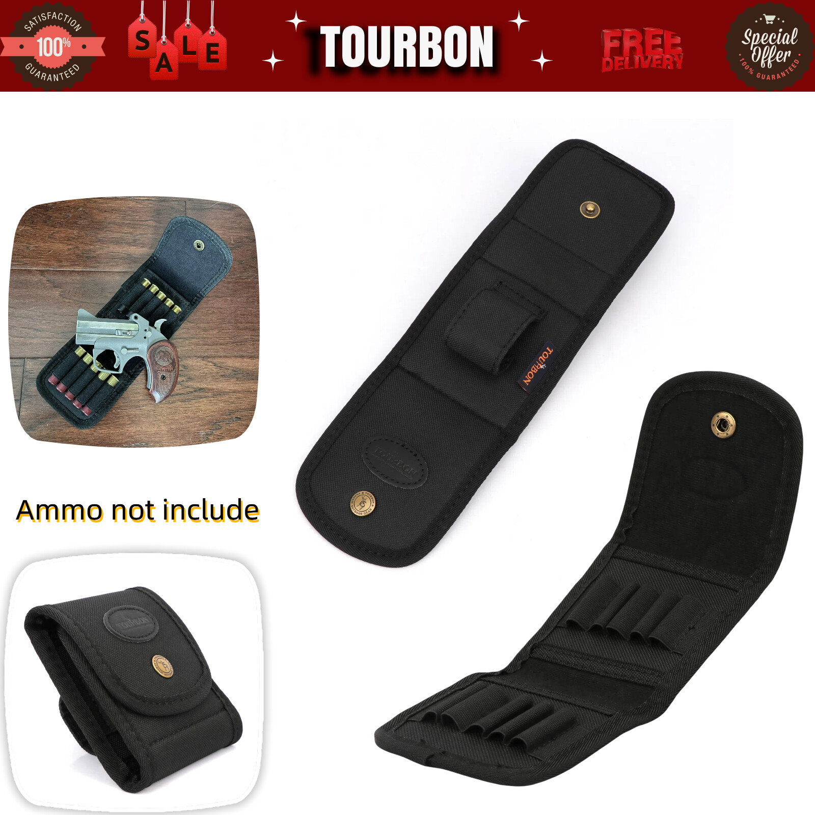 TOURBON Nylon Rifle Cartridges Holder 30-06, 45-70 410GA Ammo Wallet Carry Pouch