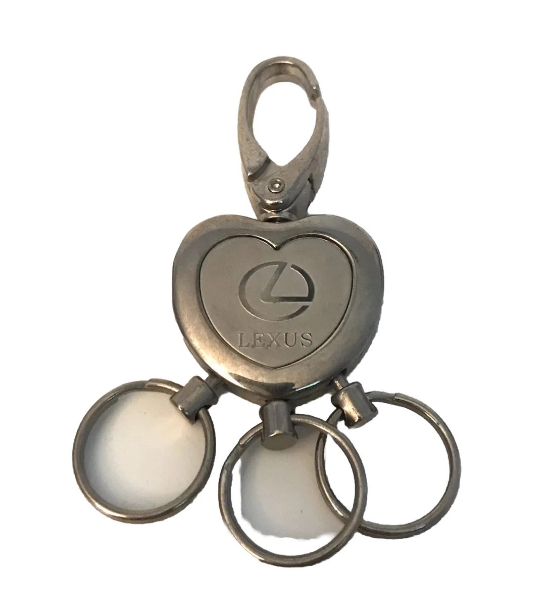 Lexus Nickel Heart Keychain Clip w 3 Small Rings Key Chain Key