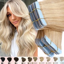 CLEARANCE Blond Human Hair Extensions Tape In Real Remy Skin Weft Seamless^THICK