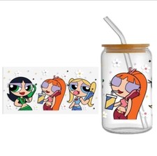 1 Piece POWER PUFF UV DTF Cup Wrap, Transfer Stickers for Glass