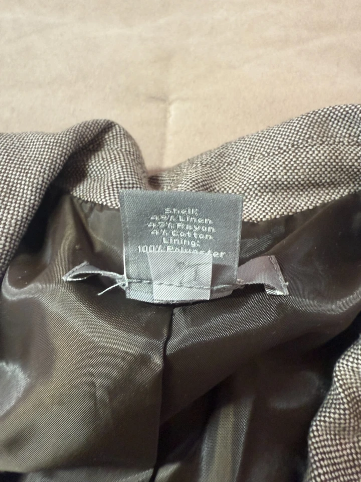 Chaqueta Blazer Ann Taylor Para Mujer Beige Marrón Manga Larga 2 Botones Talla 4 Foto 4 de 4