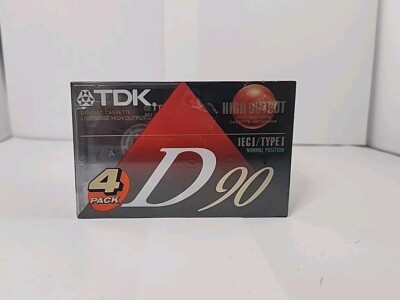 TDK D90 Audio Cassette Tape IEC 1/Type I / Lot of 4 NEW High Output Sealed!