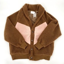 Lush Women's Teddy Jacket Coat Color Block Camel Brown Pink Size Large Nwot